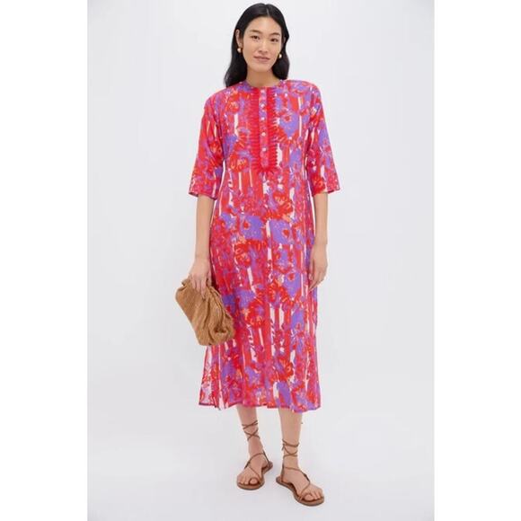 RO'S GARDEN Long Kurta Petunia Coral M - NWT - Picture 1 of 5